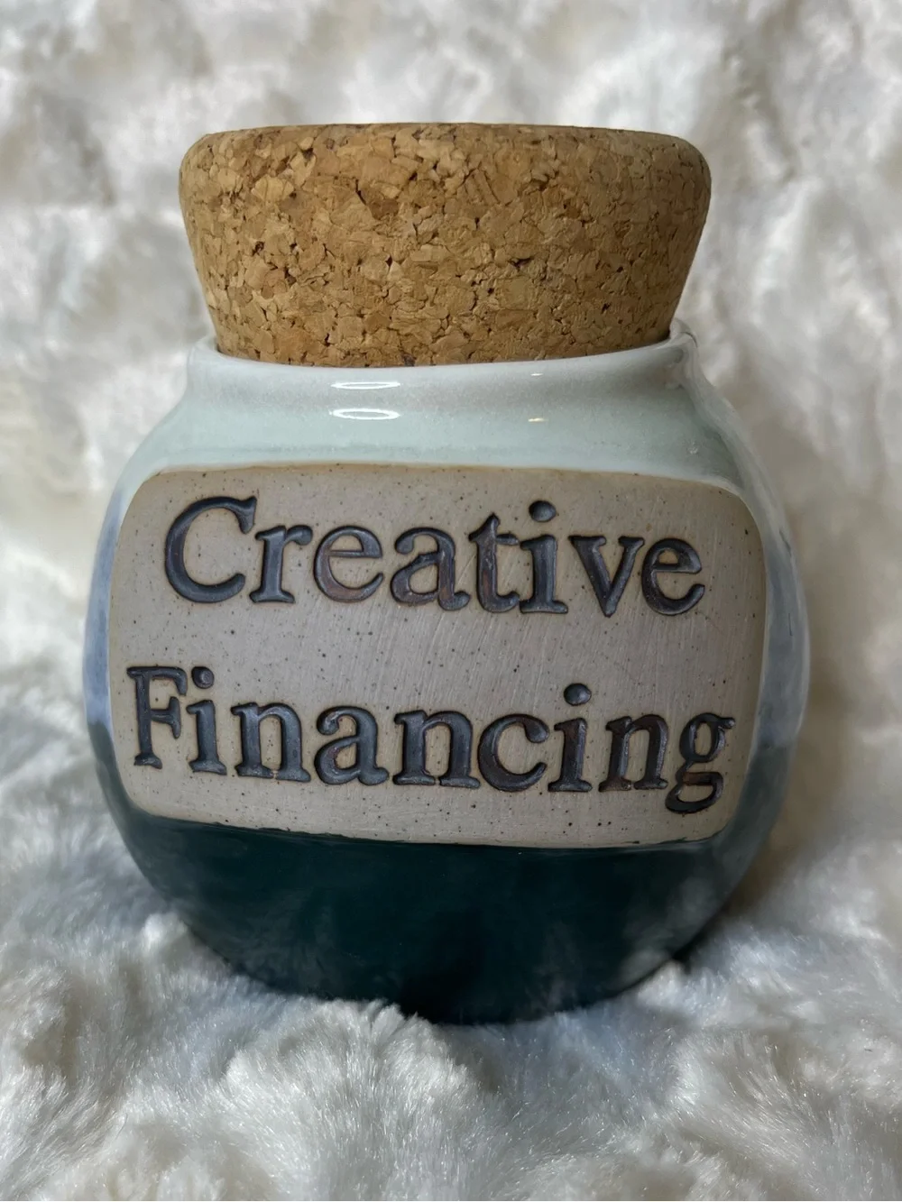 Vintage Creative Financing Pottery Jar with Cork Lid